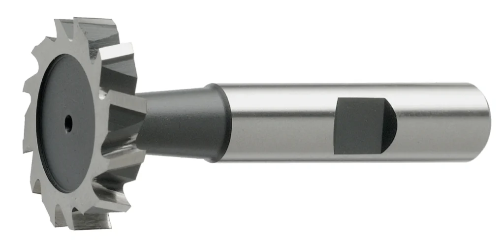 Side-and-face groove milling cutter with keyed shank and disc-shaped cutting teeth