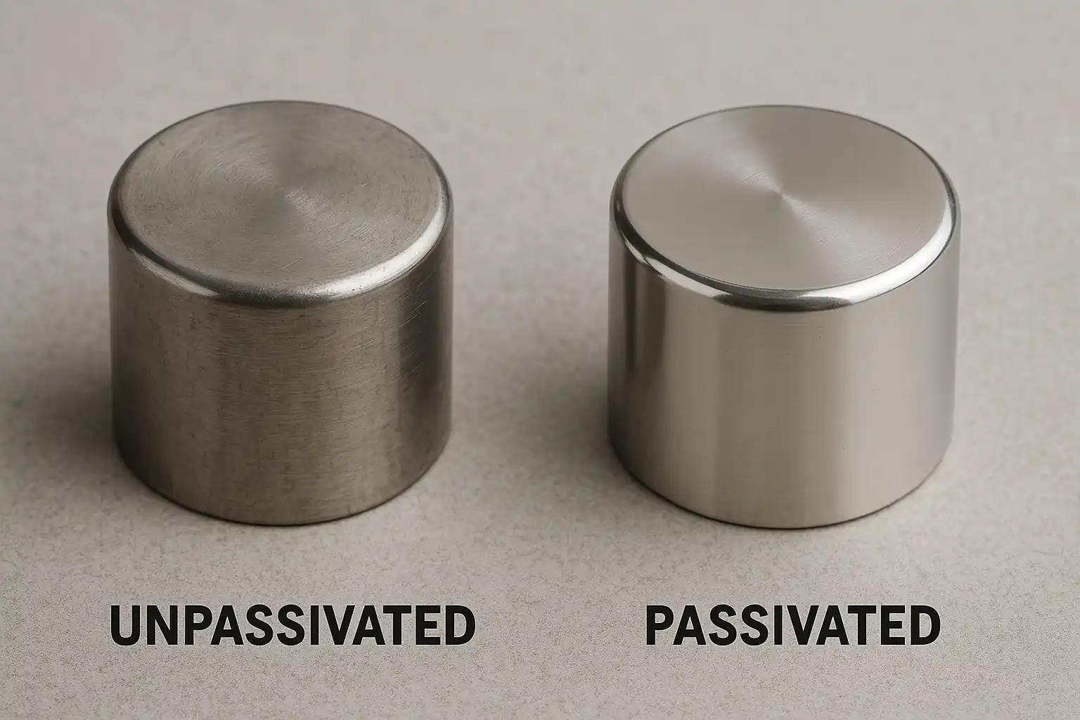 Unpassivated and passivated stainless steel samples
