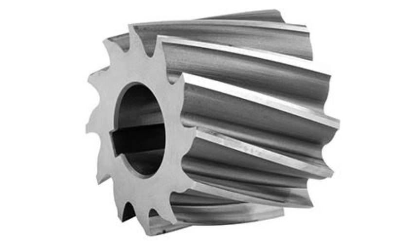 Cylindrical plain milling cutter with helical teeth and center keyway bore