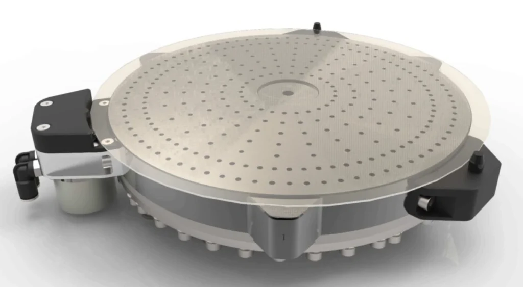 Circular vacuum wafer chuck with micro-drilled hole pattern for semiconductor handling